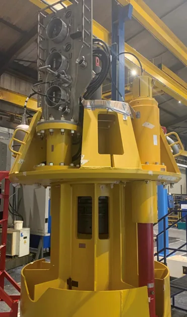 Offshore tooling package under assembly with hydraulic circuits routed to instrumentation